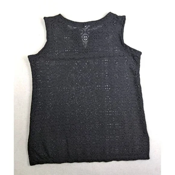 ISLANDER - WOMEN'S BLACK SHEER LACE TANK TOP TUNIC - SIZE L - Picture 5 of 6